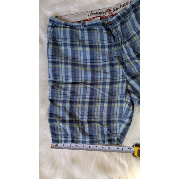 Tommy Bahama Men’s Plaid Shorts Size 40 Blue Green Linen Blend Casual Summer - Picture 7 of 10